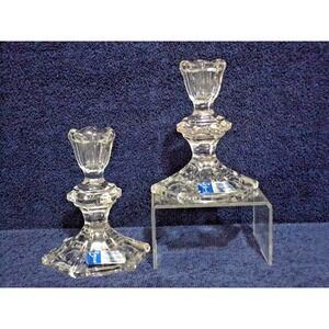 Lead Crystal 24K  5" Candle Stick Holders Made in USA by Crystal Clear Ind. - 2